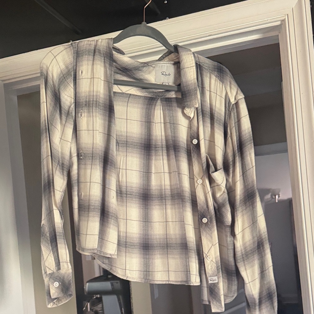Rails Cream and Black Plaid Shirt